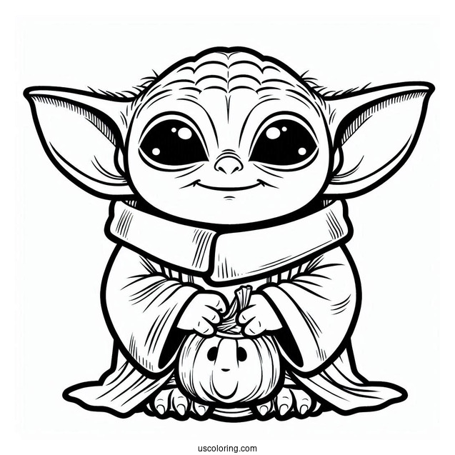 Halloween Baby Yoda To Color