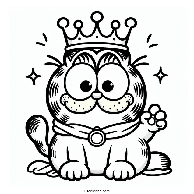 Garfield Holding Crown Coloring In For Preschoolers