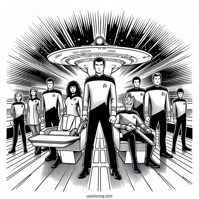 Star Trek Coloring Page Of Next Generation Poster Of Crew