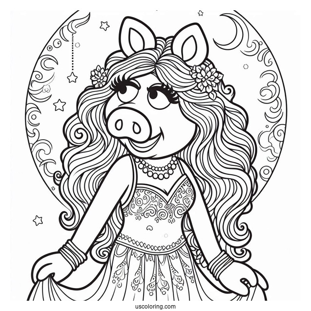 Miss Piggy Muppets Coloring Page For Kids