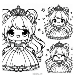 Kawaii Little Princess Coloring Page For Preschoolers
