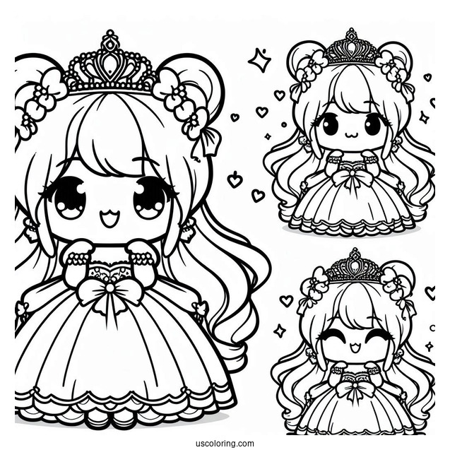 Kawaii Little Princess Coloring Page For Preschoolers