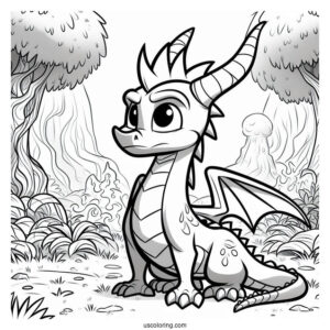 Sypro Coloring Page Serious Cynder Standing In The Forest