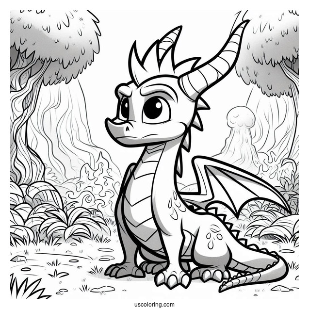 Sypro Coloring Page Serious Cynder Standing In The Forest