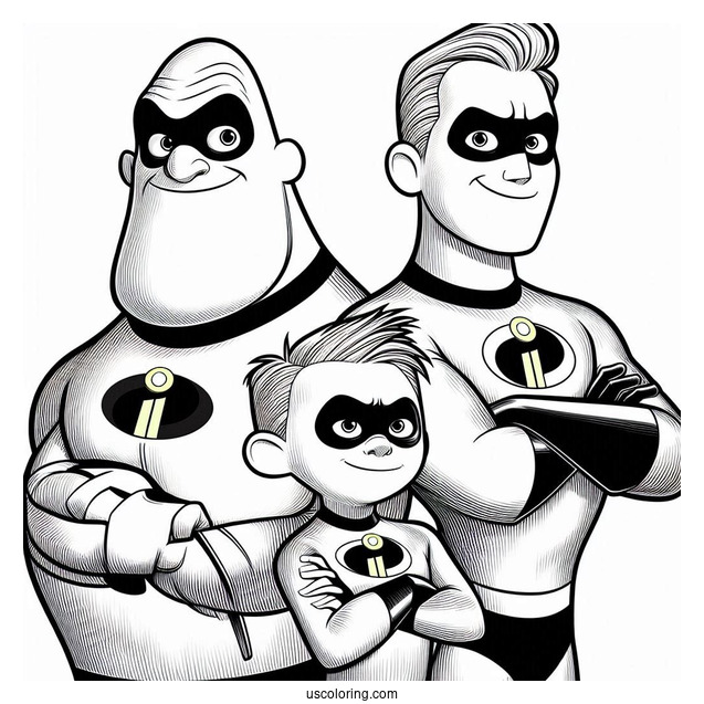 Pixar Coloring Page of The Incredibles With Syndrome And Frozone