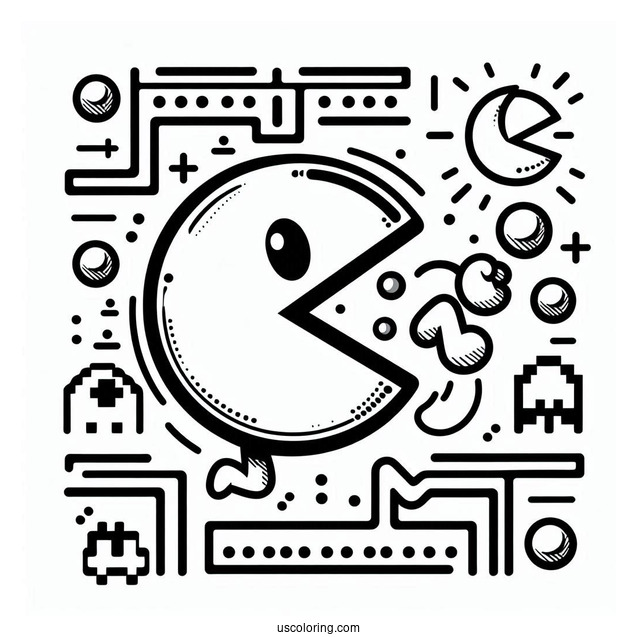 Pac-Man Coloring Page Game Poster