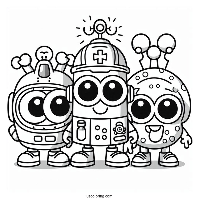 Virus Buster Pororo Coloring Page Of Petty, Eddy, And Loopy For Kids
