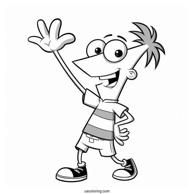 Phineas And Ferb Coloring Page Of Baljeet Waving