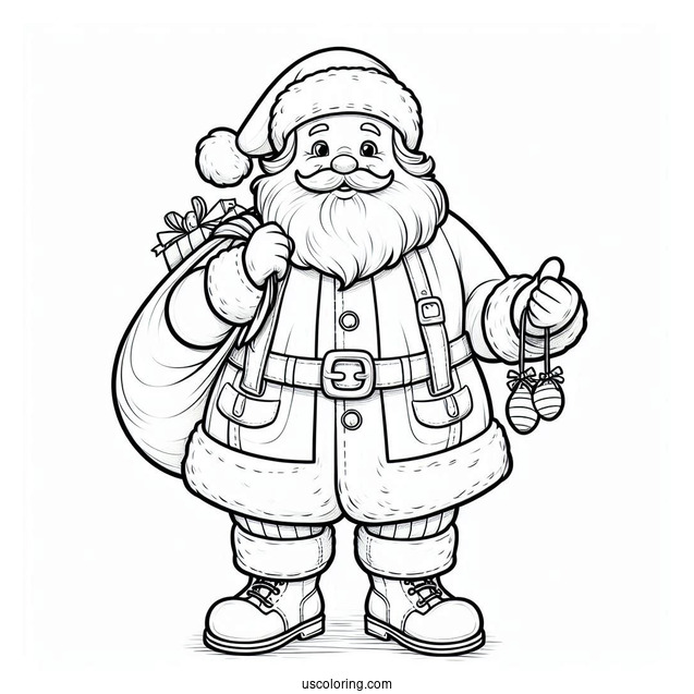 Father Christmas In Complete Suit To Color For Kids