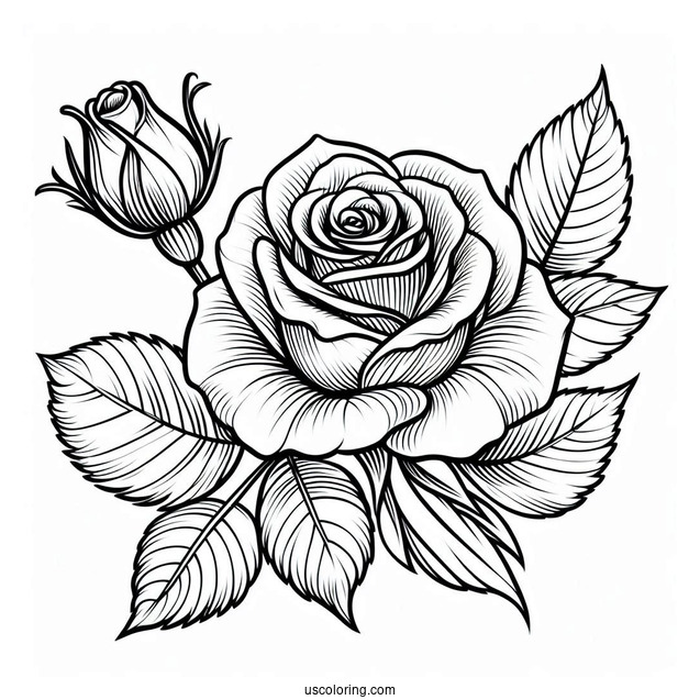 Simple Single Rose To Color