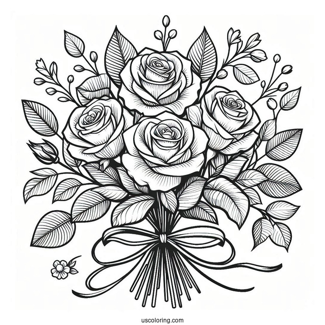 Bouquet Of Roses Coloring Page