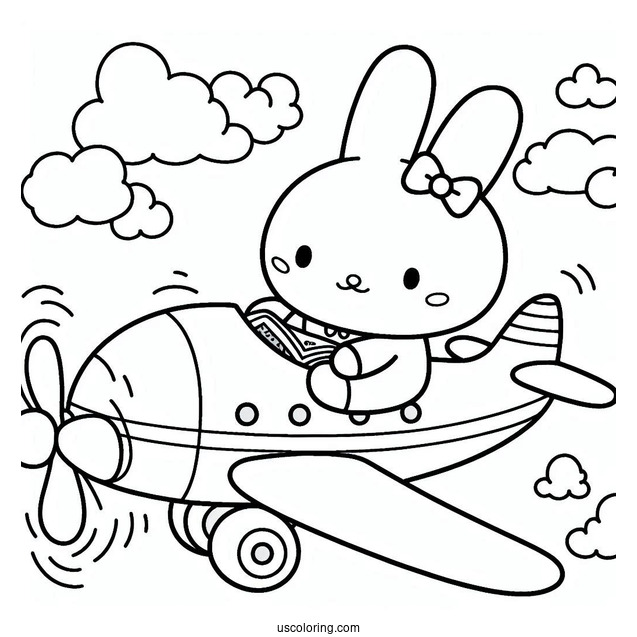 Miffy Coloring Page And Melanie Riding An Airplane