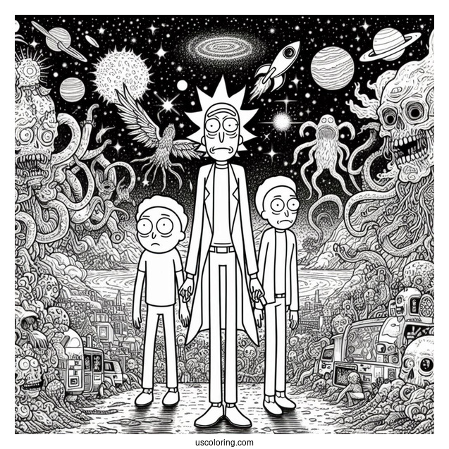 Detailed Rick And Morty TV Poster Coloring Page