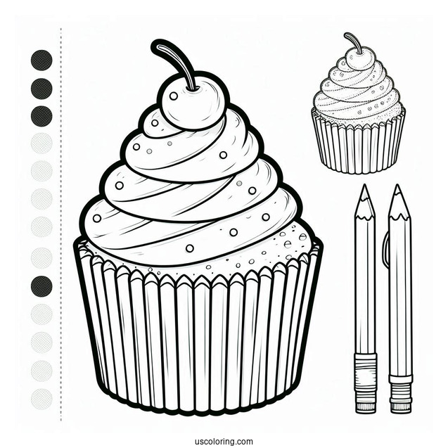 Easy Outline Of a Cupcake To Color