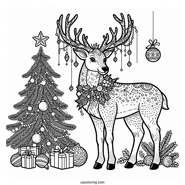 Large Adult Reindeer With Christmas Decorations
