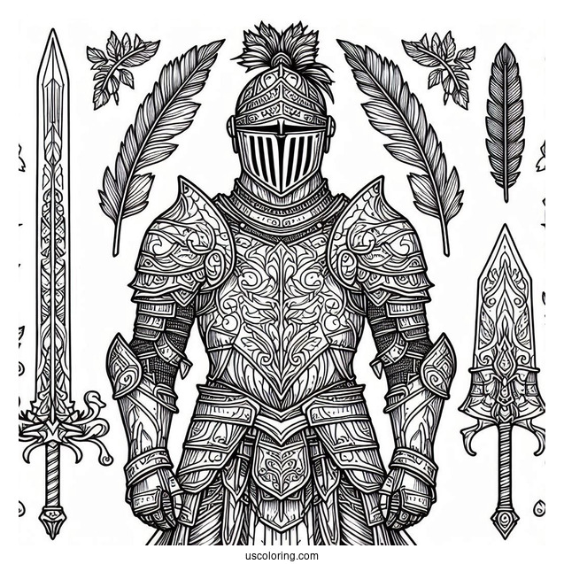 Knight With Intricately Detailed Armor Coloring In