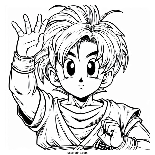 Dragon Ball Z Coloring Page Of Young Bulma With Hands Raised