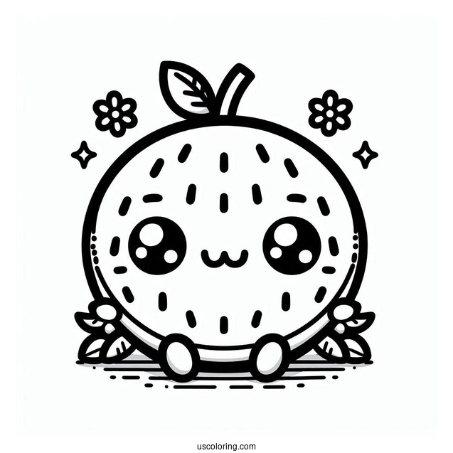 Cute Kawaii Watermelon Coloring Page For Kids