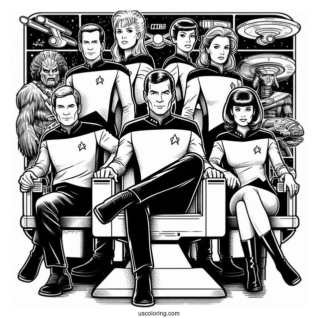 Star Trek Coloring Page Of Next Generation Poster Of Crew