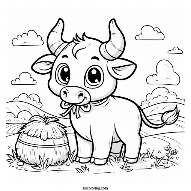 Coloring Page Of Cartoon Bull