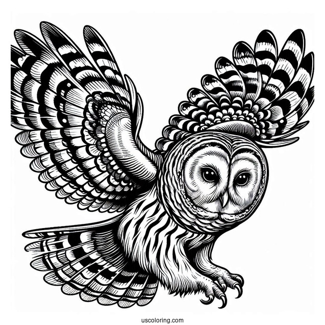 Barred Owl Swooping Down