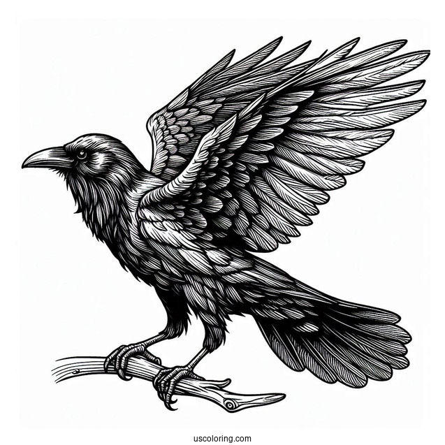 Large Realistic Raven Coloring Page