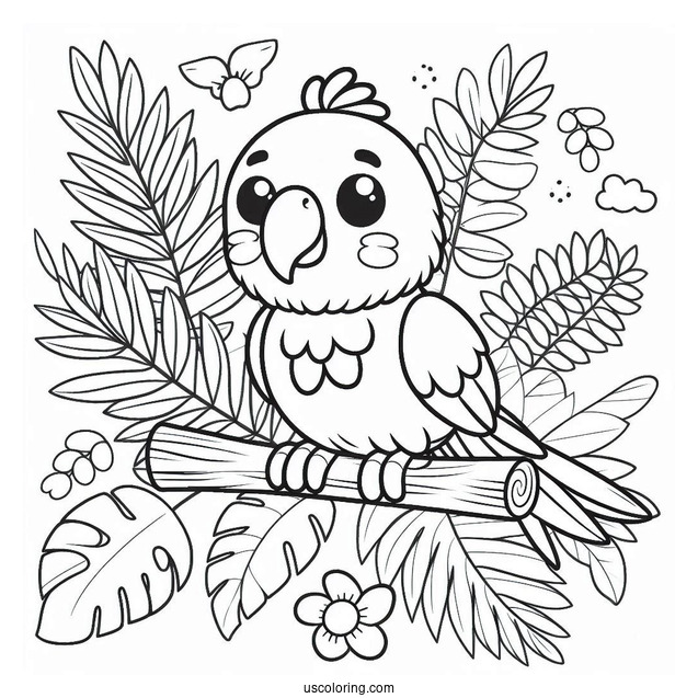 Coloring Sheet Of Cute Parrot For Preschoolers