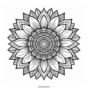 Coloring Mandala Sunflower For Adults