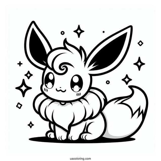 Kawaii Eevee Coloring Page For Kids