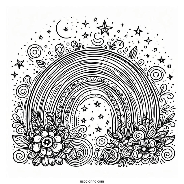 Simple Coloring Page Of a Magical Rainbow