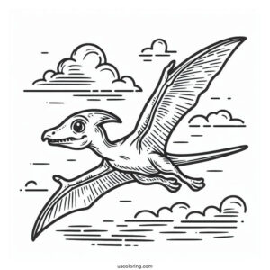 Small Pterodactyl Coloring Page Flying In The Sky
