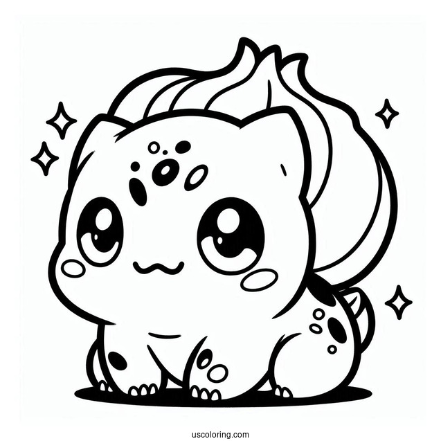 Kawaii Bulbasaur Coloring Page For Preschoolers
