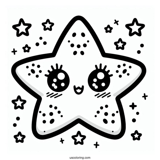 Kawaii Female Starfish Coloring Page