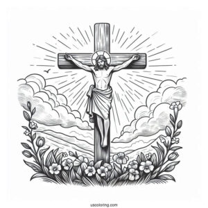Jesus Easter Cross Coloring Sheet