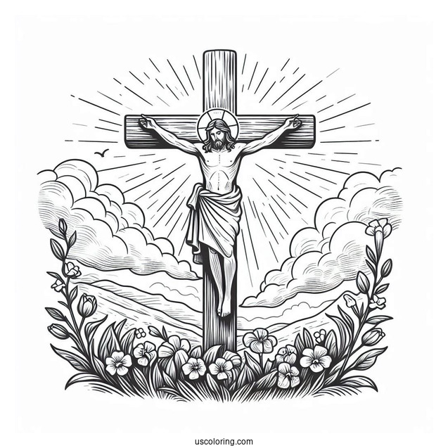 Jesus Easter Cross Coloring Sheet