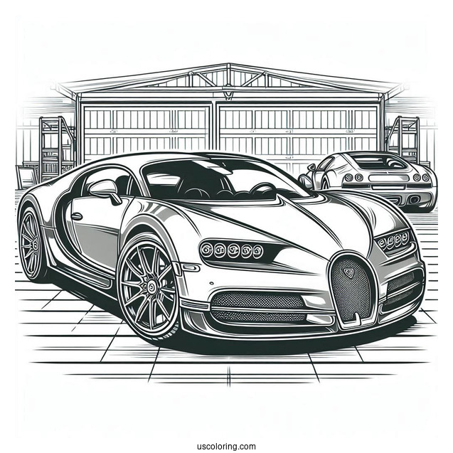 Bugatti Coloring Page Centodieci Inside Garage
