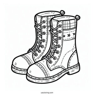 Boots Outline Coloring In For Preschoolers