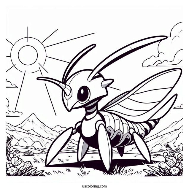 Heracross In A Field Coloring Sheet