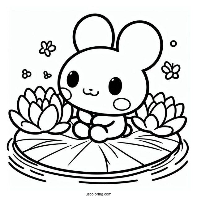 Sanrio Coloring Pages Of Keroppi With Kokero On Lily Pad