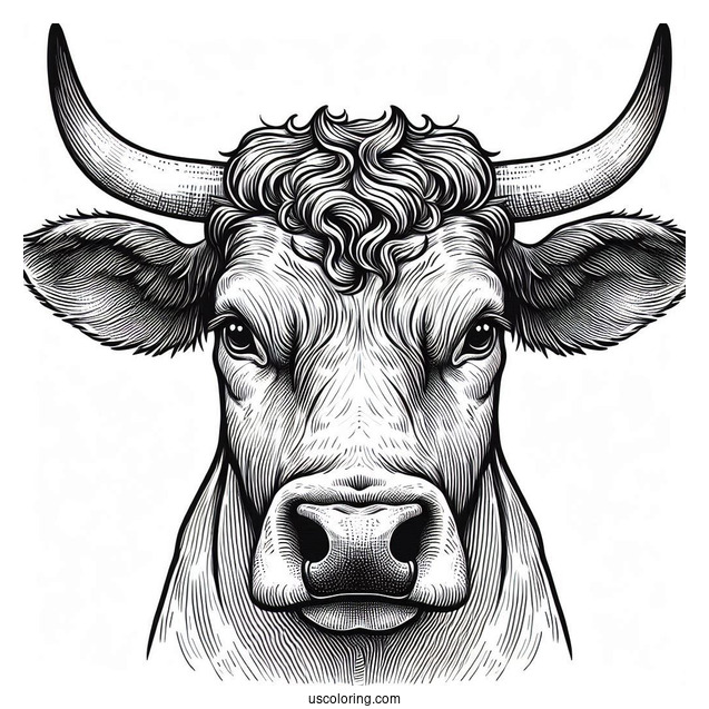 Close Up Of Bull Horns Coloring Sheet