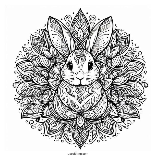 Intricate Rabbit Coloring Page Mandala