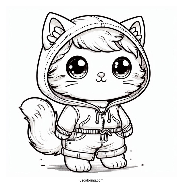 Kitten Wearing Pants And Hooded Jacket