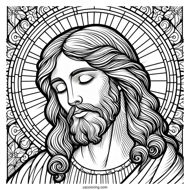 Jesus Stained Glass Coloring Sheet