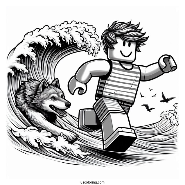Roblox Characters Running From wave With Wolf
