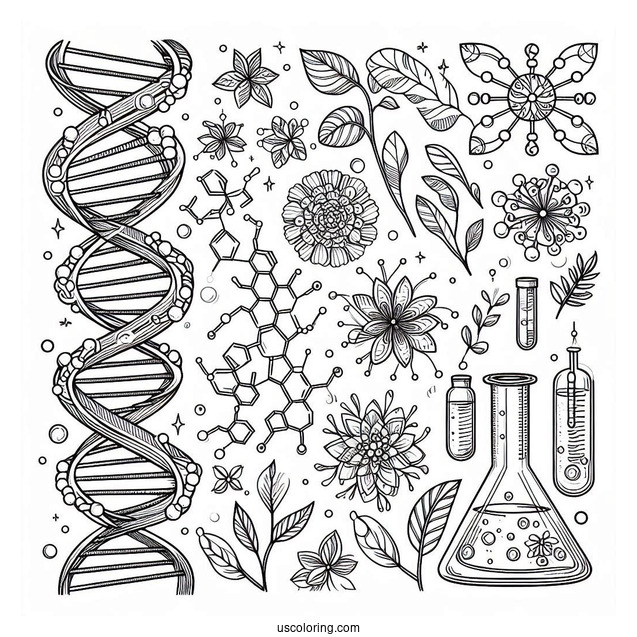 Science Coloring Page Of DNA Strands