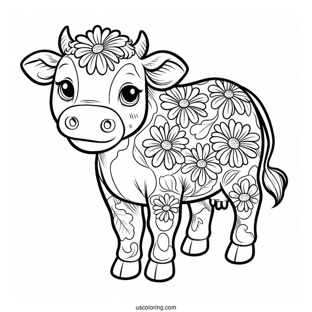 Daisy Cow Standing In Paddock Coloring Sheet