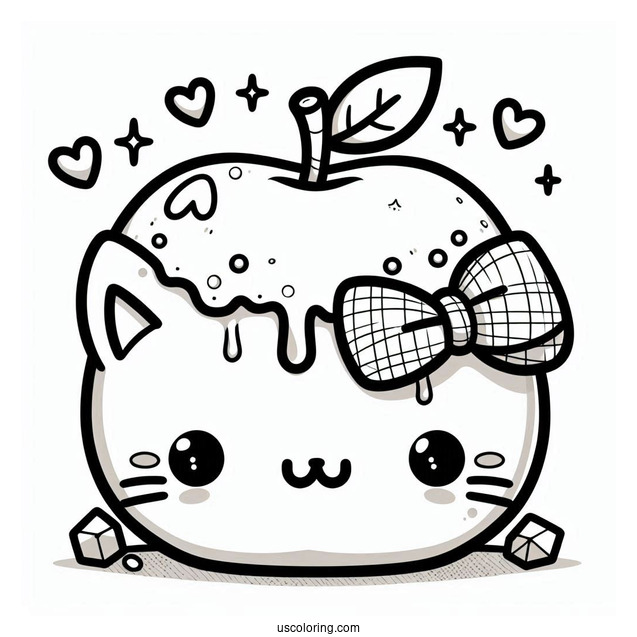 Kawaii Cat With Crushed Apple On Its Head