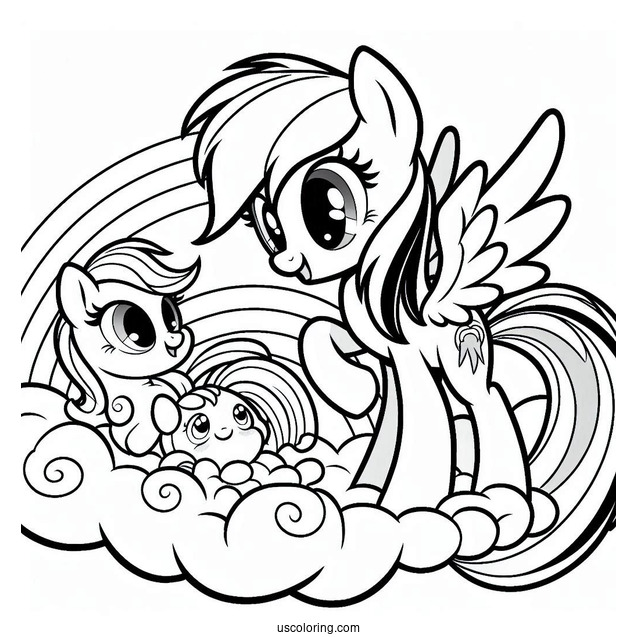 Rainbow Dash Coloring Page And Soarin With Their Baby For Kids