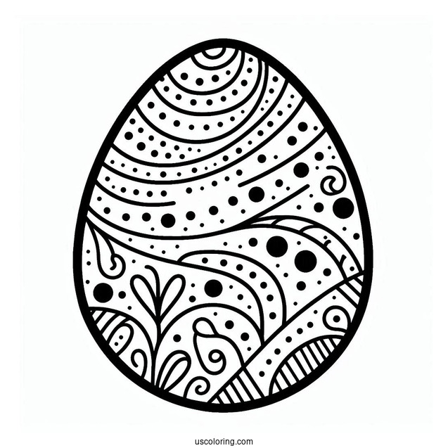 Polka Dots And Curvy Lines Easter Egg Design For Preschoolers