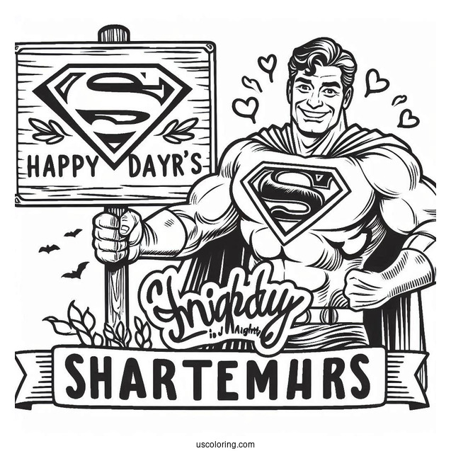 Mighty Superman With A Happy Father's Day Coloring Page Of Sign